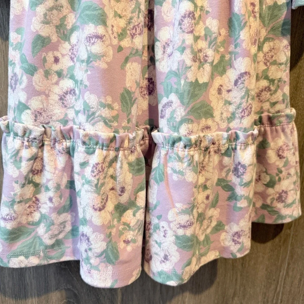 Janie & Jack Floral Dress Girls 8 Purple Faux Fur Collar Ruffle Trim Holiday NWT